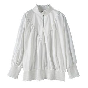 Worn once Maje Smocked Batwing Sleeves White Blouse